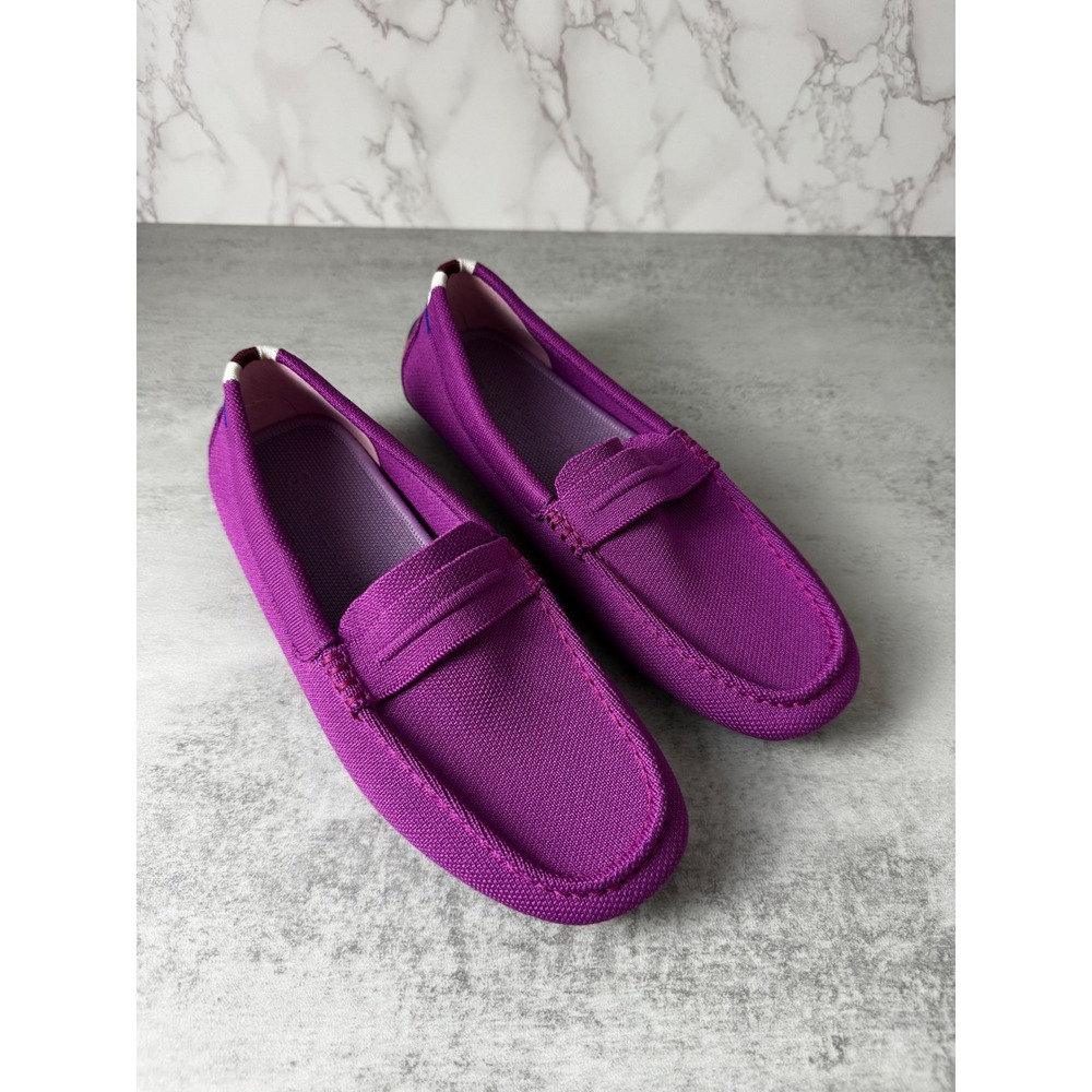 Rothy's The Driver Women 9 Purple Dragonfruit Knit Penny Loafer Driving Moccasin